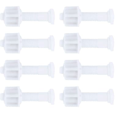 Canomo 8 Pack Toilet Seat Hinge Bolts Plastic White Toilet Seat Hinge Bolt Screw for Top Mount Toilet Seat Hinges, 2.3 Inches