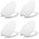 Mayfair Lannon Slow Close Toilet Seat, Non Slip Heavy Duty Wood, Easy Install, Elongated, White, 4 Pack