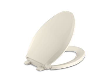 KOHLER K-4636-47 Cachet Elongated, Grip-Tight Bumpers, Quiet-Close Release Hinges, Quick-Attach Hardware, No Slam Toilet Seat, Almond