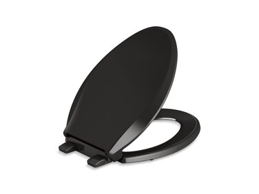 KOHLER 4636-RL-7 Cachet ReadyLatch Elongated Toilet Seat, Quiet-Close Lid, Contoured Seat, Grip-Tight Bumpers and Installation Hardware, Black