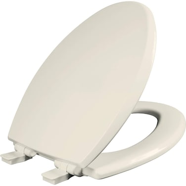 Mayfair Kendall Slow Close Toilet Seat, Easy Clean, Non Slip Premium Wood Seat, Easy Install, Elongated, Biscuit