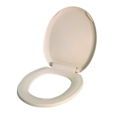 Highcraft B1TSPR Round Plastic Toilet Seat with Adjustable Hinge, Bone