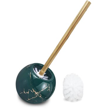 Green Toilet Brush Holder with one Extra Brush - Marble Toilet Brush - Ceramic Toilet Brush - Toilet Cleaner Brush - Bathroom Accessories - Green Toilet Brush - Easy Cleaning Toilet Brush