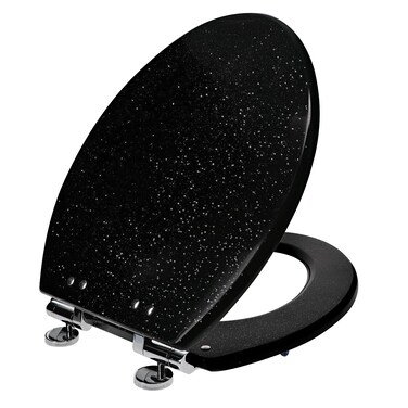 Home+Solutions Deluxe Resin Black Shimmer Decorative Elongated Toilet Seat - Home Decor Trends, Modern Home Design, No Slam Toilet, Slow Close, Resin Elongated Toilet Seats