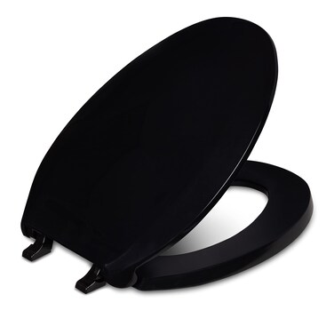 Centoco Black Toilet Seat Elongated, Toilet Seat Cover, Closed Front with Cover, Commercial, Heavy Duty Hinge and Stainless Steel Hardware, Plastic, Made in the USA, &acirc;&euro;ŽDS800STS-407