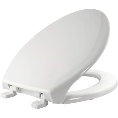 Bemis 1900 000 Commercial Heavy Duty Closed Front Toilet Seat with Cover and Self-Sustaining Hinges, Elongated, White