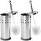 Chrome Stainless Steel Modern Toilet Brush &amp; Holder Set (2 Pack) - Modern Toilet Bowl Brush Holder - Cleaner Toilet Brushes Bathroom Accessories - Bathroom Bowl Cleaner Brush with Caddy