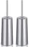 Toilet Brush and Holder, 2 Pack Toilet Brush with 304 Stainless Steel Long Handle, Toilet Bowl Brush for Bathroom Toilet-Ergonomic, Elegant,Durable (Silver)