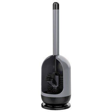 MR.SIGA Soft Bristle Toilet Brush with Holder, Gray &amp; Black, 1Pack