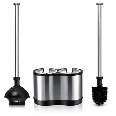 ToiletTree Products Modern Deluxe Freestanding Toilet Brush and Plunger Combo (Stainless Steel, Brush and Plunger Combo Set 4.5&acirc;&euro; x 9.75&acirc;&euro; x 18.5")