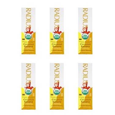 RADIUS USDA Organic Kids Toothpaste 3oz Non Toxic Chemical-Free Gluten-Free Designed to Improve Gum Health for Children's 6 Months and Up - Coconut Banana - Pack of 6