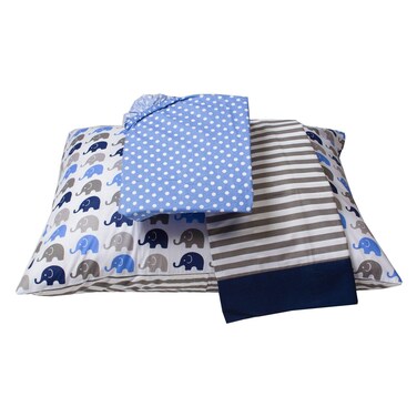 Bacati - Elephants 3 Pc Toddler Bedding Set (Blue/Grey)