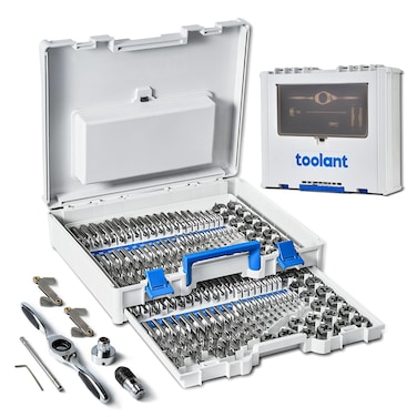 toolant 127pcs SAE/Metric Tap and Die Set, Ratcheting SAE Metric TAP and Die Set Standard with Drill Bit Combo for Threading