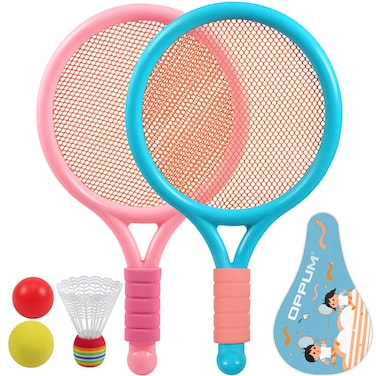 OPPUM Kids Tennis Racket (2-Pack), Sizes 16"-25". Designed for 2-14 Years Old. Affordable, Durable Gear for Fun and an Introduction to Tennis. (16 inch-2pcs(Blue+Pink))