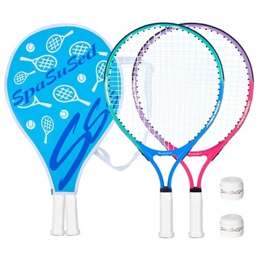 SpaSuSed Kids Tennis Racket 2 Packs 17 Inch Lightweight Tennis Racquet with Bag for Junior Youth Beginners Training
