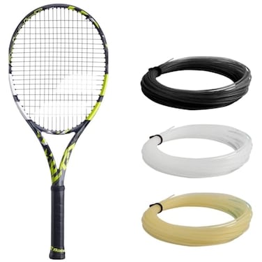 Babolat Pure Aero Tennis Racquet - Strung with 16g White Babolat Syn Gut at Mid-Range Tension (4 1/8" Grip)