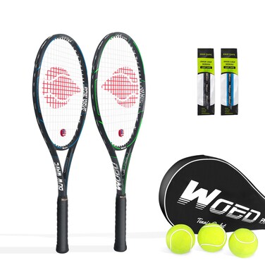 WOED BATENS Adult 2 Player Tennis Racket Perfect for Beginner and Professional Players, 27&acirc;&euro; Speed Tennis Racquet Include Overgrips, Tennis Bag, Vibration Dampes, Covers