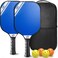 Pickleball Paddle Set of 2, USAPA Approved, 2024 Carbon Fiber Surface, Polypropylene Honeycomb Core, Lightweight Pickleball Rackets with Anti-Slip Sweat-Absorbing Grip, 4 Balls, and Portable Carry Bag