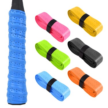 6Pcs Tennis Racket Grip Tape, PU Absorbent Tennis Racket Badminton Grip Tape Perforated, Anti Slip &amp; Quick-Dry Squash Grip Tape, Handle Grip Tape, Multicolor