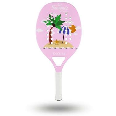 INSUM Beach Tennis Racket Paddle EVA Soft Carbon Fiber Sand Grip Tech for Ultra Spin (Pink)