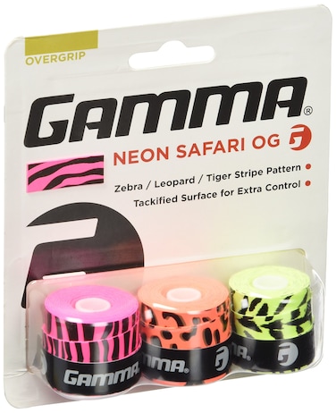 Gamma Sports Neon Tac, Neon Dri, Neon Safari Tennis Over Grip, High Performance, Badminton, Pickleball, Racquet Sports OG, Moisture Wicking Surface