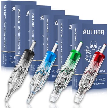 Autdor Tattoo Needles Cartridge - 100Pcs Mixed Tattoo Cartridge Needles Round Liner Shader Flat Magnum 3RL 5RL 7RL 9RL 3RS 5RS 7RS 9RS 5M1 7M1 for Tattoo Machine Tattoo Supplies (RL/RS/M1/RM-120PCS)