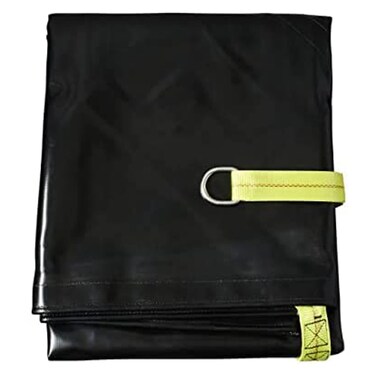 Tarps Now Debris Lifting Tarp, (8' X 8') with 8 Steel D-Rings and Strong Yellow Webbing - Heavy Duty Multi Purpose Tear-Off Tarpaulin Sheet for Lifting Debris, Dirt from Construction Site - Black