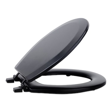 Standard Wood Toilet Seat, Black - 17 Inch - Fits All Standard Size Fixtures - Easy to Install Fantasia by Achim Home Decor