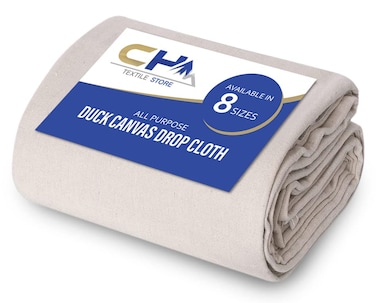 Canvas Drop Cloth for Painting (Size 4 x 15 Feet, Pack of 1) - Pure Cotton Painters Drop Cloth for Painting, Furniture &amp; Floor Protection - All Purpose Thick Canvas tarp with Double Stitched Edges