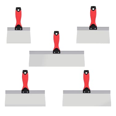 Drywall Taping Knife 5 PCS Stainless Steel Taping Knives, 6"/8"/10"/12"/14" Premium Drywall Skimming Blades with Nonslip Rubberized Grip Handle,Perfect Drywall Tool,Finishing and Patching
