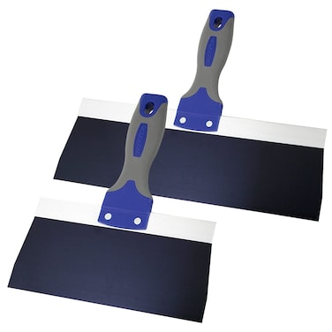 Warner Manufacturing ProGrip 12&acirc;&euro; and 8" Blue Steel Drywall Taping Knife Set, Soft Grip Handle, Combo Pack