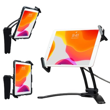 Stand and Wall Mount &acirc;&euro;&ldquo; CTA Security 2-in-1 Multi-Flex Tablet Stand &amp; Wall Mount with Locking Tablet Holder &amp; 2 Mount Bases for iPad 10th Gen 10.9&quot; - iPad 7/8/9 Gen 10.2&quot; &amp; More - Black (PAD-SKMSB)