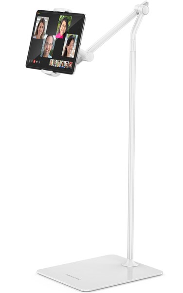 AboveTEK Tablet Floor Stand, Stylish Adjustable iPad Floor Stand, Aluminum 360&Acirc;&deg; Rotation Tablet &amp; Phone Holder for Sofa Bed, Compatible w/ 4.7"-13.5" iPhones, iPad Pro Air Mini 12.9, Kindles (White)