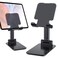 Adjustable Phone Holder &amp; Tablet Stand, Desktop Table Dock Mount - Foldable Stand Compatible for iPhones, iPad Pro Air Mini Android Smartphones and Tablets (Black)