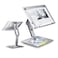 OATSBASF Adjustable Book Stand for Reading, Foldable Book Holder Multi Heights Angles Cooking Bookstands, Laptop Stand, Tablet Stand for Child Textbook/Recipe/Magazine/Pad (Rotatable Silver)