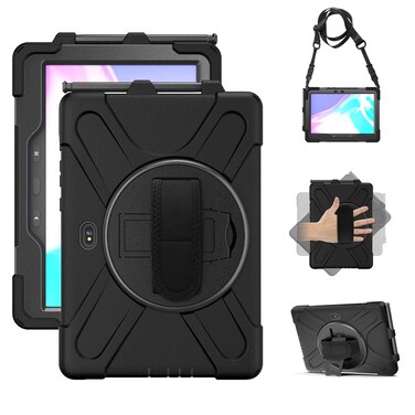Samsung Galaxy Tab Active PRO 10.1 Case, Galaxy Tab Active4 PRO Case, Heavy Duty Rugged Shockproof Drop Protection Case with 360 Stand, Hand Strap &amp; Shoulder Strap for SM-T540/T547/T630/T638 (Black)