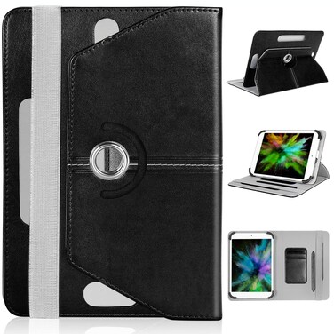 UrbanX 7"-8" Inch Universal Tablet Case Protective Cover Folio for BLU M8L / ZTE Grand X View 2 360 7 8 Inch Degree Rotatable Kickstand Multiple Viewing Angles Credit Card Holder