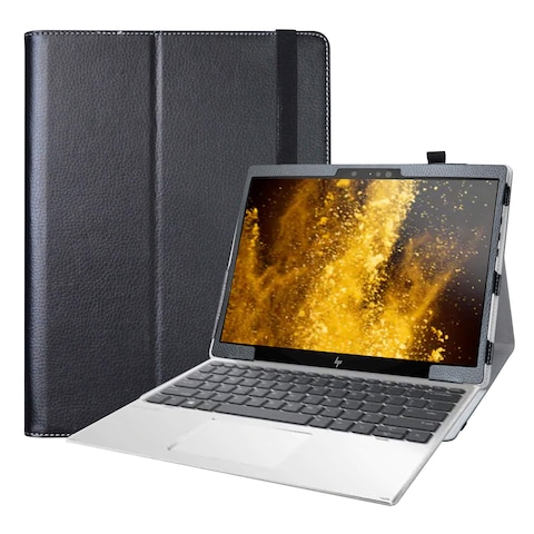 LiuShan Compatible with HP Elite x2 G4 Tablet Case,PU Leather Slim Folding Stand Cover for 12.3&quot; HP Elite x2 G4 2-in-1 Tablet (Not fit 13.3&quot; HP Elite x2 G4 Notebook),Black