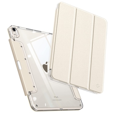 Fintie Clear Case for iPad Air 11-inch M2 (2024), iPad Air 5th Generation (2022) / iPad Air 4th Gen 10.9 Inch, Transparent Back Cover with Discreet Retractable Pencil Holder, Starlight