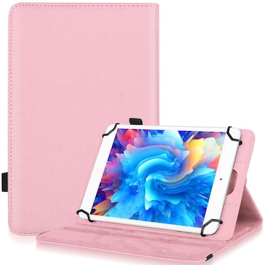 UrbanX 7"-8" Inch Universal Tablet Case, Protective Cover Stand Folio Case for Acer Iconia One 7 B1-730 7 8 In, with 360 Degree Rotatable Kickstand, Multiple Viewing Angles &amp; Stylus Holder -Light Pink