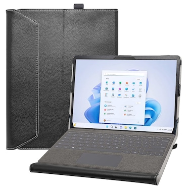 Surface Pro 9 Case,Surface Pro 8 Case,Mama Mouth PU Leather Folio 2-Folding Stand Cover for Microsoft Surface Pro 9 /Surface Pro Pro 8 13" Tablet,Black