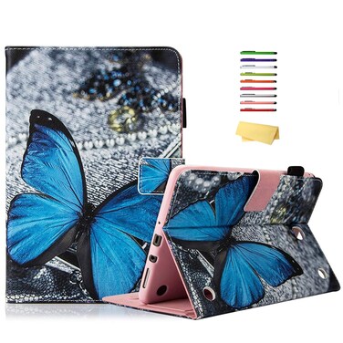 UUcovers Galaxy Tab A 8.0 Tablet Case 2015 (SM-T350/T355), Smart Folio Stand PU Leather Magnetic Cover with Card Pocket Pencil Holder [Auto Wake/Sleep] for Samsung Tab A 8.0 inch 2015, Pearl Butterfly