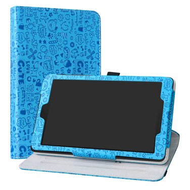 LiuShan Alcatel Joy Tab,Alcatel 3T 8 Rotating Case,360 Degree Rotation Stand PU Leather with Cute Pattern Cover for T-Mobile Alcatel Joy Tab 8-inch Tablet/Alcatel 3T 8-inch Tablet,Blue