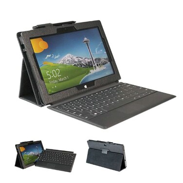 for Microsoft Surface Pro 1 2 10.6" Tablet Cover, Ultra Slim Folio Stand Leather Case for Surface Pro 1514 / Surface Pro 2 1536 1601 10.6 inch Windows 10 (Black)