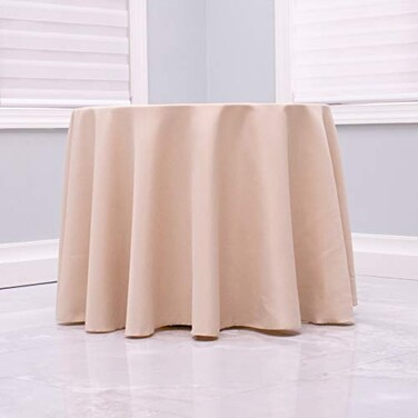 Kadut Beige Tablecloth - 108" Inch Round Tablecloths for Circular Table Cover in Beige Washable Polyester - Great for Buffet Table, Parties, Holiday Dinner &amp; More