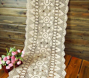 Laivigo Handmade Crochet Lace Table Cloth Doilies Doily,Rectangle,16 x 24 Inch,Beige