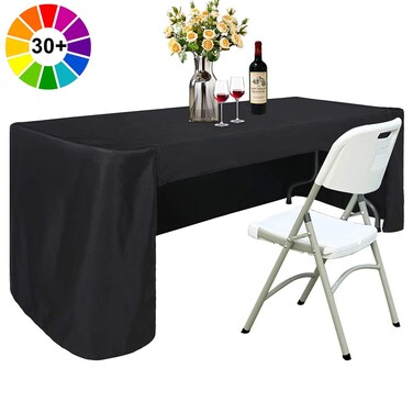 ABCCANOPY 6 FT Rectangle Dinner Tablecloth Table Cover for Rectangular Table in Washable Polyester Great for Christmas Buffet Table, Parties, Birthday, Wedding Housewares (Black)