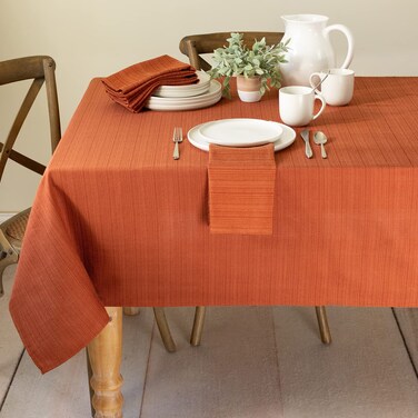 Benson Mills Cameron Textured Fabric Table Cloth, Fall, Harvest, and Thanksgiving Tablecloth (60" x 84" Rectangular, Bison/Rust/Burnt Orange)