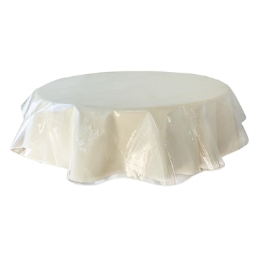 Benson Mills Heavy Duty Clear Plastic Tablecloth Protector, 100% Waterproof Table Cloth, Oil Spill Proof, Table Cover for Dining Tables, Parties and Holidays (60" Round)