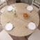 Round Vinyl Fitted Tablecloth with Flannel Backing Elastic Edge Design Table Cover Waterproof Oil-Proof PVC Table Cloth Stain-Resistant Wipeable for Round Table